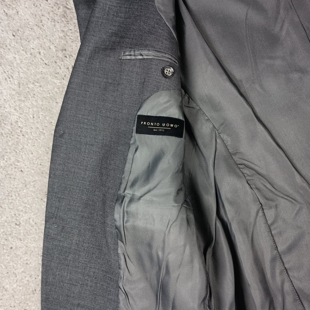 Pronto Uomo Blazer 42 Long Mens Gray Wool Blend Two Button Blazer - Picture 5 of 16